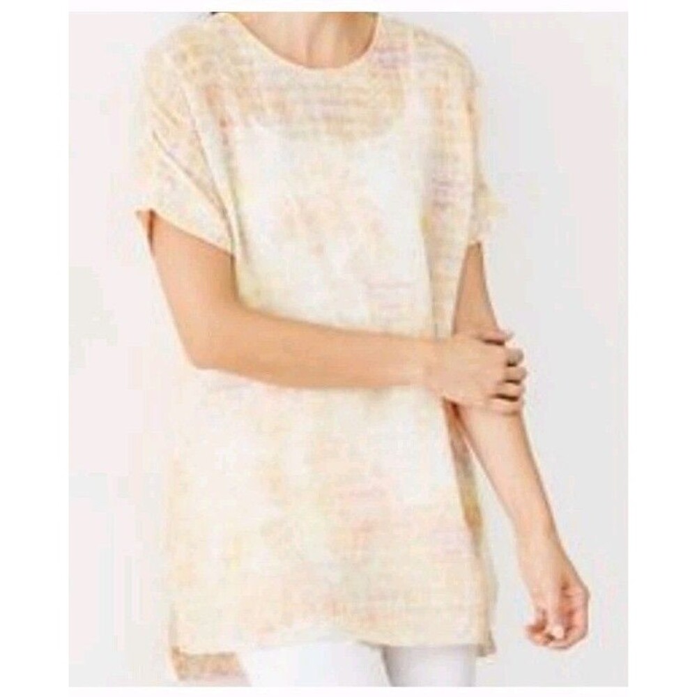 J. Jill Womens Sz XS Linen Cotton Gauze Short Sleeve Tunic Top Shirt Boho Summer